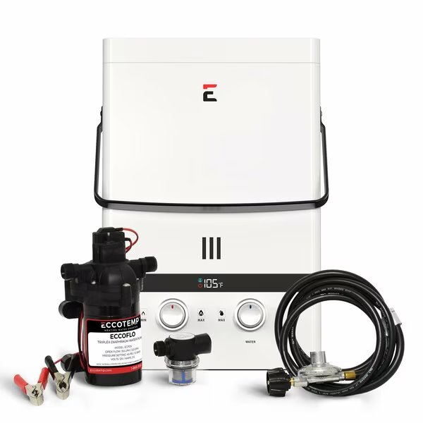 Luxé 1.85 GPM Outdoor Portable Tankless Water Heater w/ EccoFlo 12V Pump and Strainer, Eccotemp, Mfr#: EL7-PS